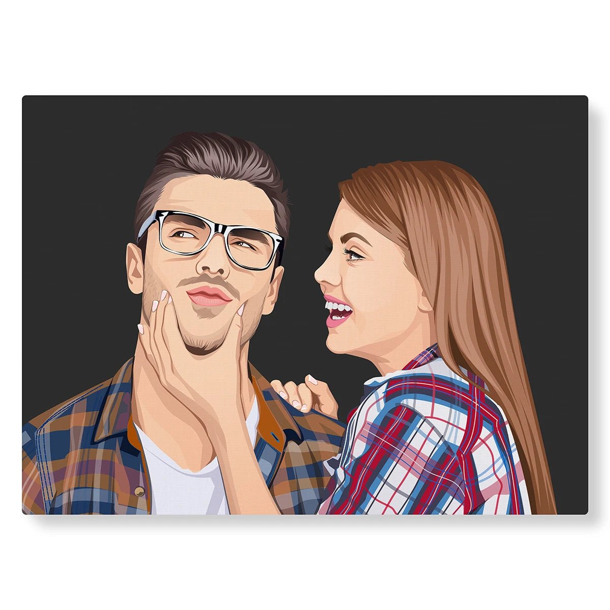 Portrait illustré en couple : PicsArt noir - Studio Pop Art