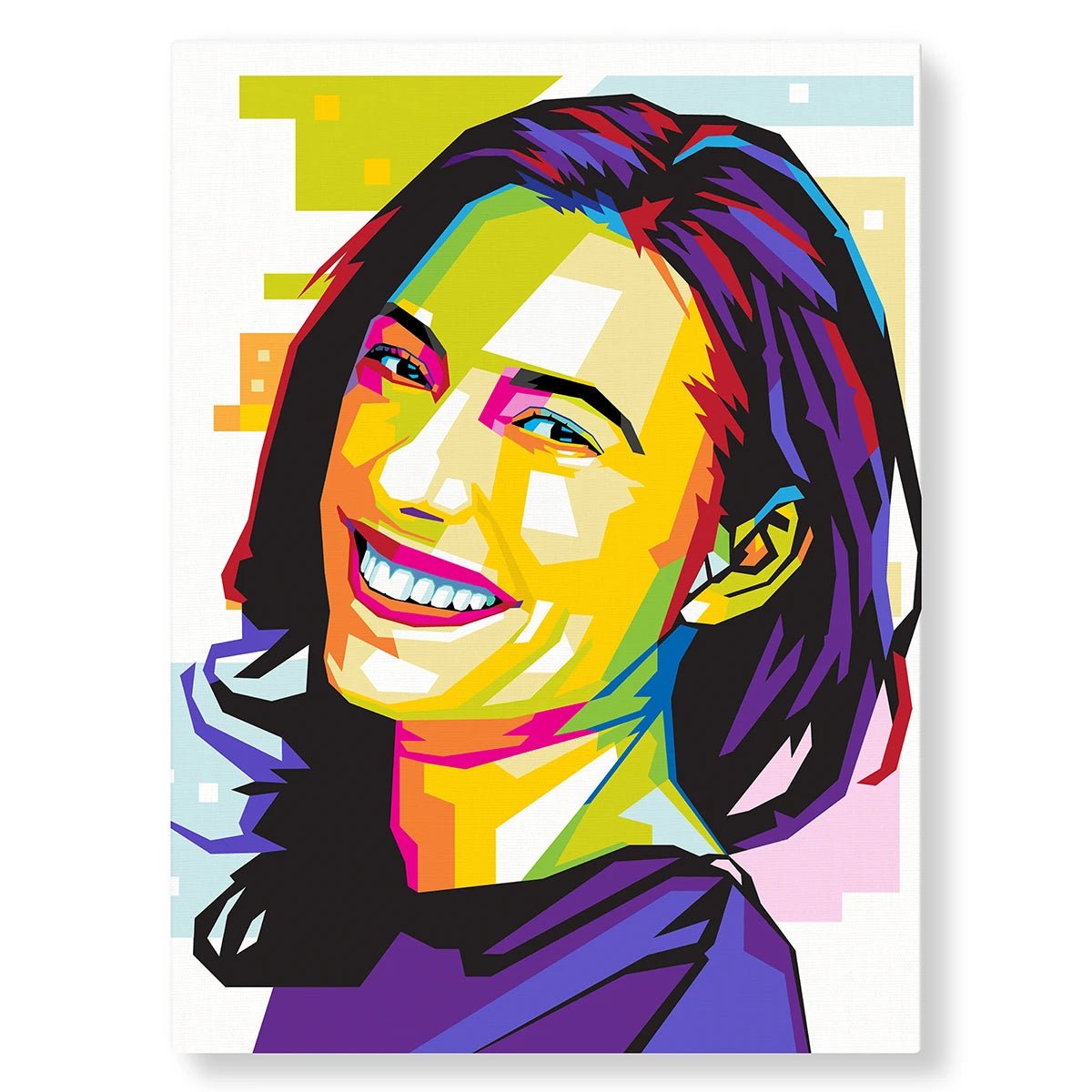 Portrait illustré d'une femme style WPAP - Studio Pop Art